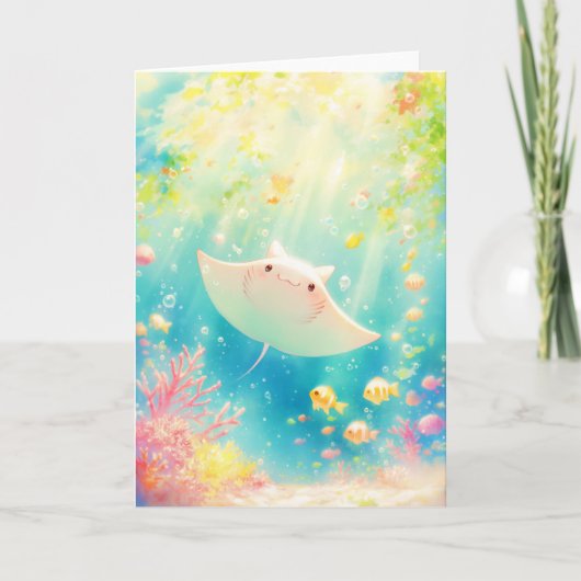 Sunlit Manta Ray Gliding durch das Riff Karte (Vorderseite)