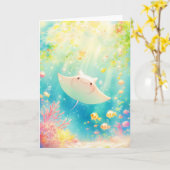Sunlit Manta Ray Gliding durch das Riff Karte (Gelbe Blume)