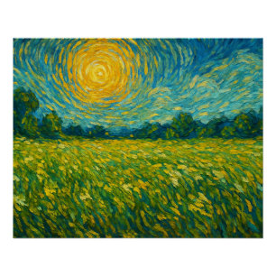 Sunlit Meadow in Van Gogh's Dream Poster