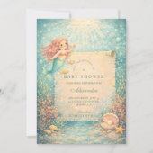 Sunlit Mermaid Reef Baby Shower Einladung (Vorderseite)