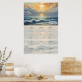 Sunlit Ocean Horizon 2026 Calendar Poster (Küche)