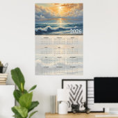 Sunlit Ocean Horizon 2026 Calendar Poster (Heimbüro)