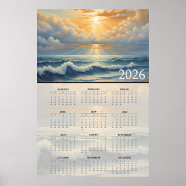Sunlit Ocean Horizon 2026 Calendar Poster