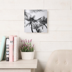 Sunlit Palm Jungle #2 #tropic #wall #art Quadratische Wanduhr