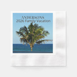 Sunlit Palm Outlook | Family Name & Trip Year Serviette