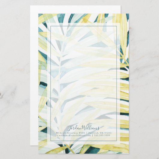 Sunlit Palmen - Palme-Blätter Briefpapier (Vorne/Hinten)