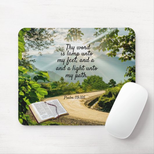 Sunlit Pathway and Bible Mousepad (Mit Mouse)