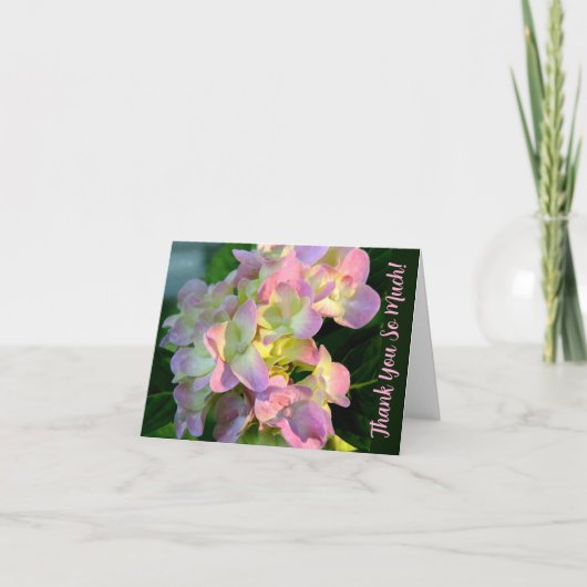 Sunlit Pink Hydrangea Vielen Dank Karte (Vorderseite)