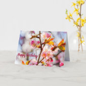 Sunlit Pink Sakura Blume. Cherry Blossoms Karte (Gelbe Blume)