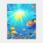 Sunlit Reef Life Glow Kunst Fleecedecke (Vorderseite)
