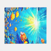 Sunlit Reef Life Glow Kunst Fleecedecke (Vorderseite (Horizontal))