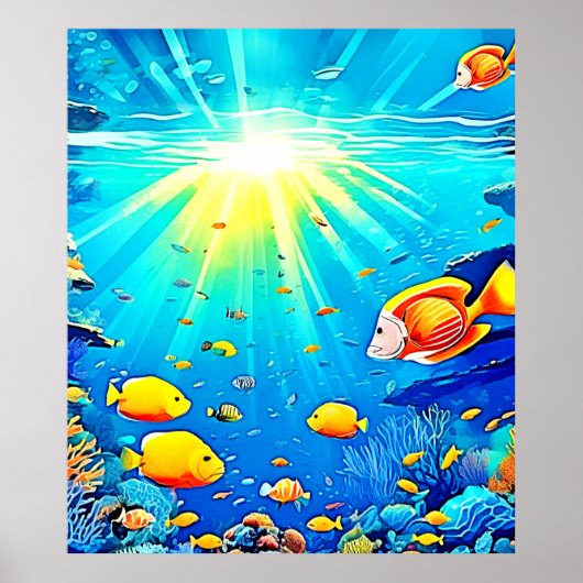 Sunlit Reef Life Glow Kunst Poster (Vorne)