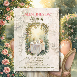 Sunlit Rococo Garden Arch Galentine Brunch Florals Einladung