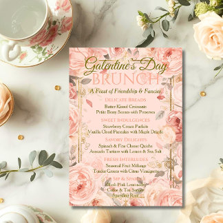 Sunlit Rococo Garden Galentine Brunch Florals Tea Einladung