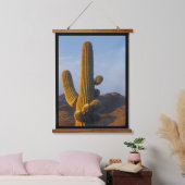 Sunlit Saguaro Cactus Wandteppich Mit Holzrahmen (Schlafzimmer)