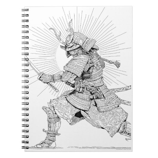 Sunlit Samurai Precision Line Art Notizblock (Vorderseite)