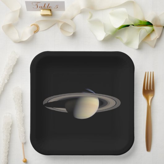 Sunlit Saturn Gas Giant Planet von Cassini Pappteller (Hochzeit)