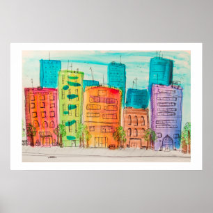 Sunlit Stadt Poster