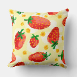 Sunlit Strawberries & Daisies Pillow Kissen