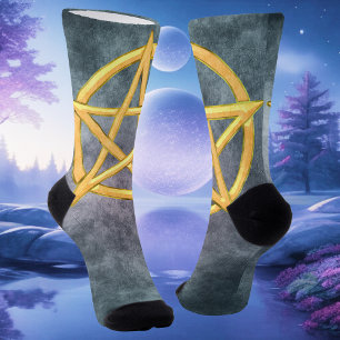 Sunlit Symmetry: Eine Citrine Pentagramm-Kreation Socken