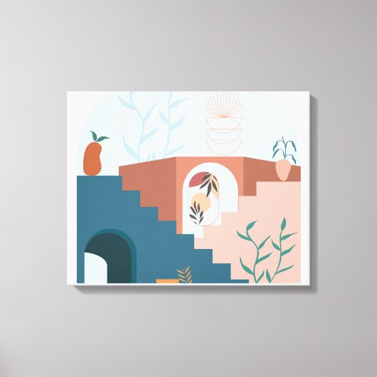 "Sunlit Terraces – Modern Abstract Wood Wall Décor Leinwanddruck (Vorderseite)