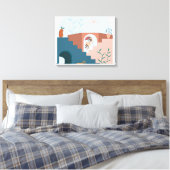 "Sunlit Terraces – Modern Abstract Wood Wall Décor Leinwanddruck (Insitu (Schlafzimmer))