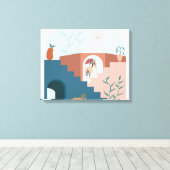 "Sunlit Terraces – Modern Abstract Wood Wall Décor Leinwanddruck (Insitu (Holzboden))