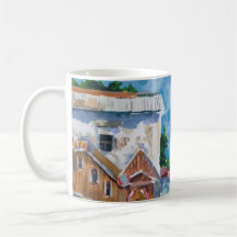 Sunlit Town Street Impressionist Mug | Scenic Euro
