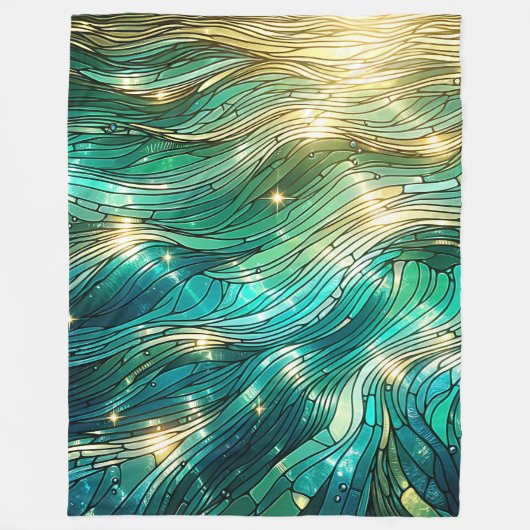 "Sunlit Waves - Vibranming Ocean Art" Fleecedecke (Vorderseite)