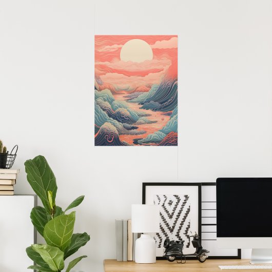 Sunlit Wavescape Poster (Heimbüro)