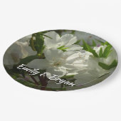 Sunlit White Azaleas Schöne Frühlingsblumen Pappteller (Schrägansicht)