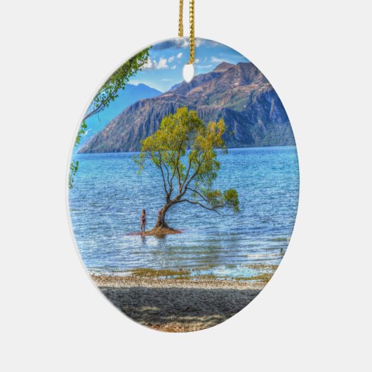 Sunning Lake Wanaka New Zealand Sea Island Geschen Keramikornament (Rechts)