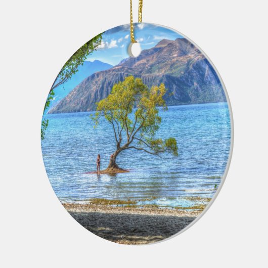 Sunning Lake Wanaka New Zealand Sea Island Geschen Keramikornament (Links)
