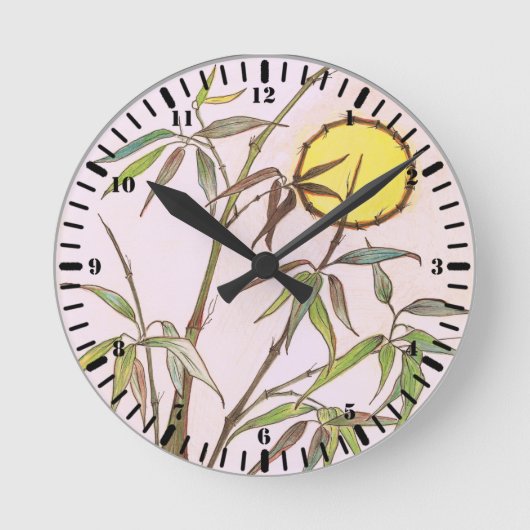 Sunny Bamboo Runde Wanduhr (Vorderseite)
