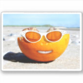 Sunny Beach Day Orange  Aufkleber (Vorderseite)