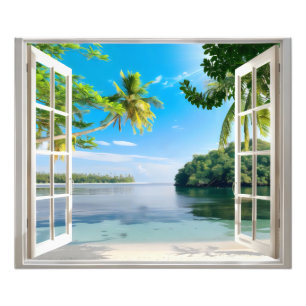 Sunny Beach Fensteransicht Fotodruck