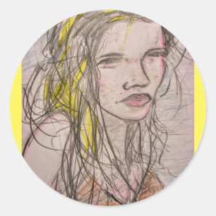 Sunny Beach Girl Runder Aufkleber