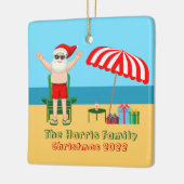 Sunny Beach Santa Claus Niedlich Custom Christmas Keramikornament (Links)
