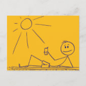 Sunny Beach Strichmännchen Yellow Postcard Postkarte (Vorderseite)