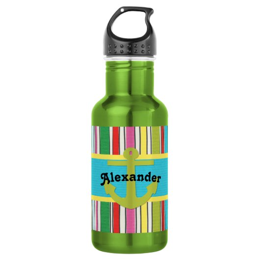 Sunny Beach Stripes Boys Edelstahlflasche (Vorderseite)