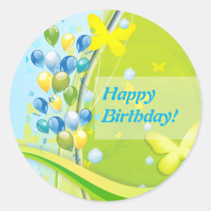 Sunny Birthday Runder Aufkleber
