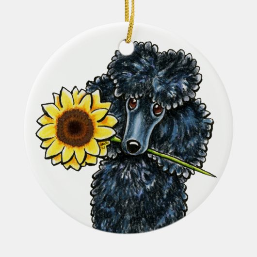 Sunny Black Miniature Poodle Personalisiert Keramikornament (Vorne)