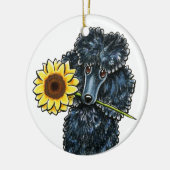 Sunny Black Miniature Poodle Personalisiert Keramikornament (Links)