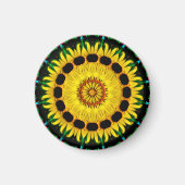 Sunny Black Mit Augen Susan Rudbeckia Mandala Abst Magnet (Vorne)