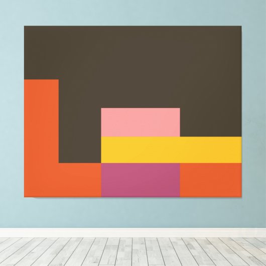 Sunny Blocks Brown & Orange Leinwanddruck (Insitu (Holzboden))