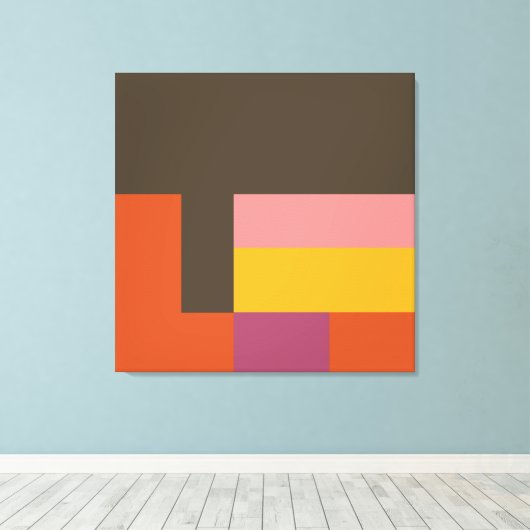 Sunny Blocks Brown & Orange Leinwanddruck (Insitu (Holzboden))