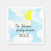 Sunny Blue Summer Sky mit Clouds Family Wiedersehe Serviette (Vorderseite)