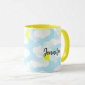Sunny Blue Summer Sky mit Clouds Name Bridesmaid Tasse (VorderseiteRechts)