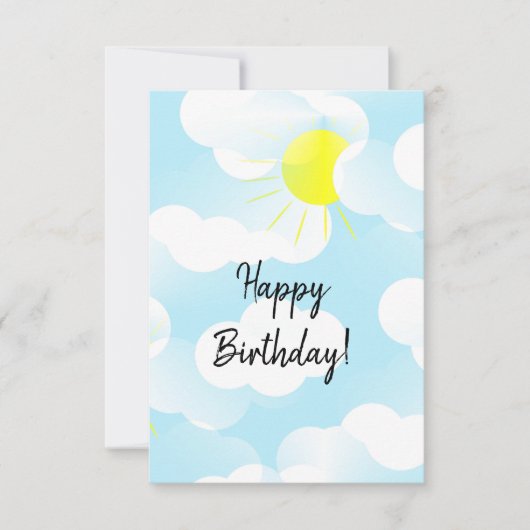 Sunny Blue Summer Sky mit Wolken Happy Birthday Karte (Vorderseite)