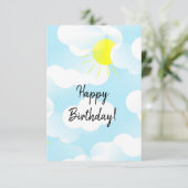 Sunny Blue Summer Sky mit Wolken Happy Birthday Karte (Stehend Vorderseite)